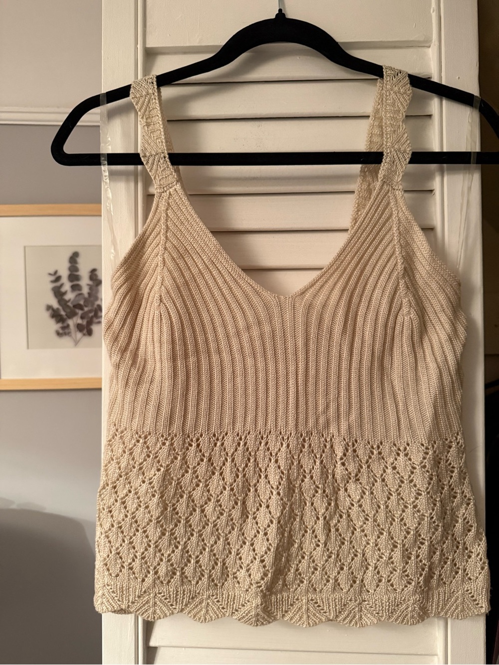 Ardene Cream Knit Lace-Trim Camisole